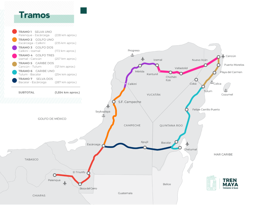 mapa estaciones ruta tren maya méxico